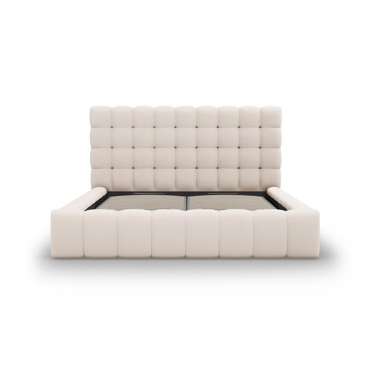 Mamaia Bett mit Stauraum und Kopfteil in Strukturierter Stoff (Nev04) in Beige, 160x200 cm – Bild 5