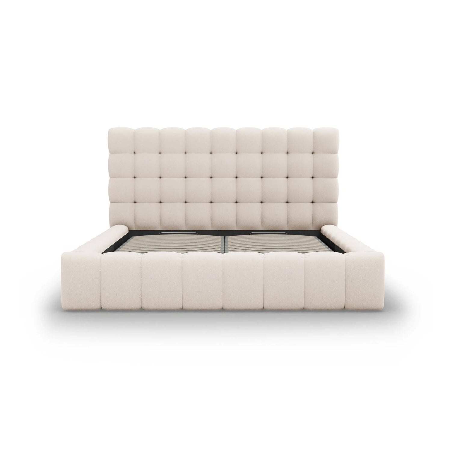 Mamaia Bett mit Stauraum und Kopfteil in Strukturierter Stoff (Nev04) in Beige, 200x200 cm – Bild 5