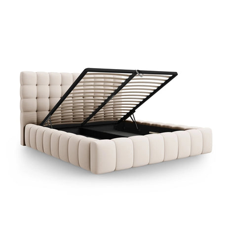 Mamaia Bett mit Stauraum und Kopfteil in Strukturierter Stoff (Nev04) in Beige, 200x200 cm – Bild 6