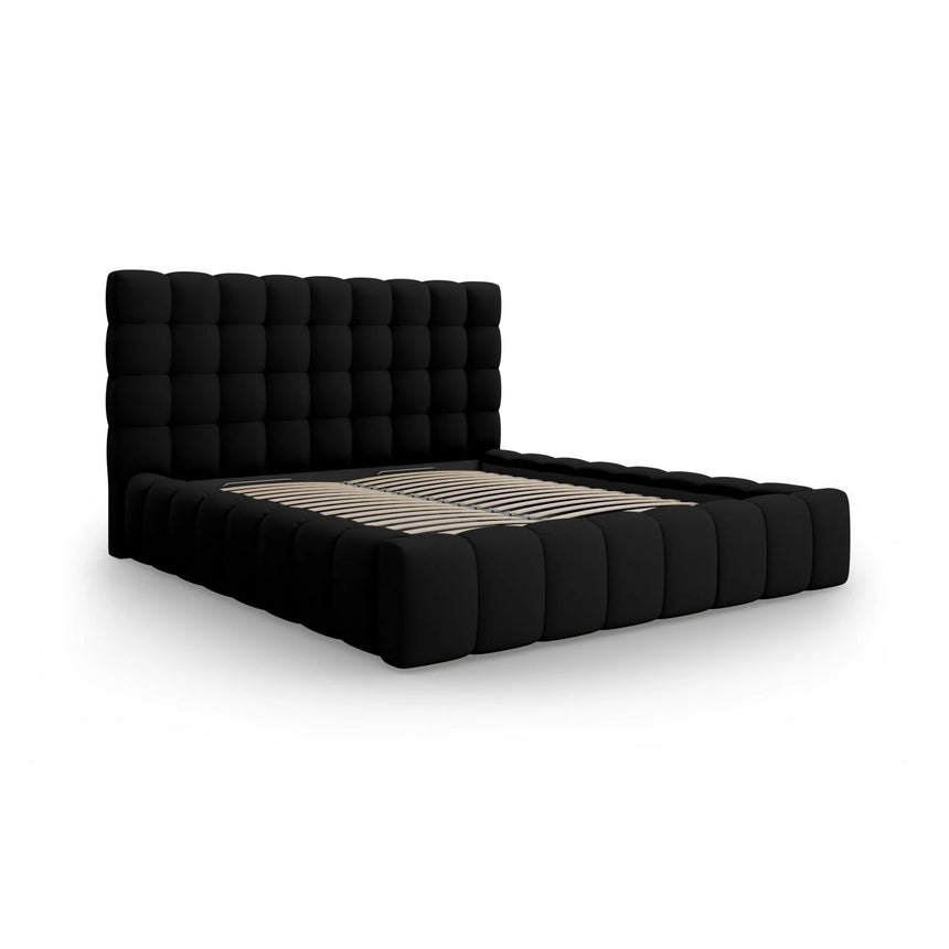 Mamaia Bett mit Stauraum und Kopfteil in Strukturierter Stoff (Nev100) in Schwarz, 140x200 cm – Bild 4