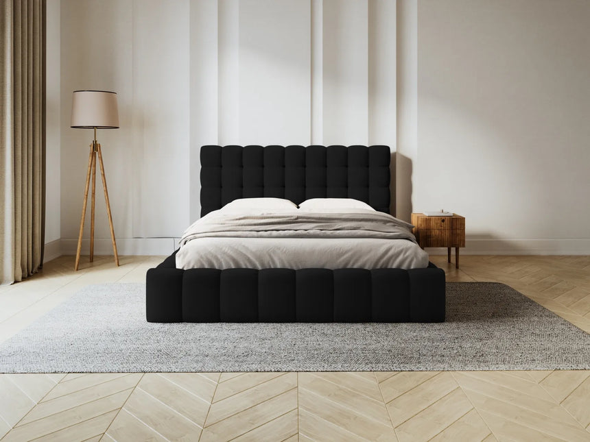 Mamaia Bett mit Stauraum und Kopfteil in Strukturierter Stoff (Nev100) in Schwarz, 160x200 cm – Bild 2