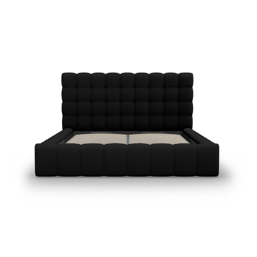 Mamaia Bett mit Stauraum und Kopfteil in Strukturierter Stoff (Nev100) in Schwarz, 160x200 cm – Bild 5
