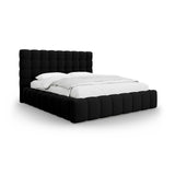 Mamaia Bett mit Stauraum und Kopfteil in Strukturierter Stoff (Nev100) in Schwarz, 180x200 cm – Bild 1