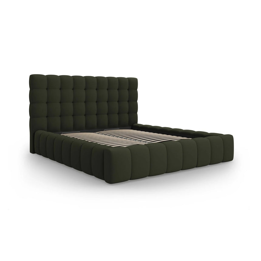 Mamaia Bett mit Stauraum und Kopfteil in Strukturierter Stoff (Nev39) in Grün, 200x200 cm – Bild 4