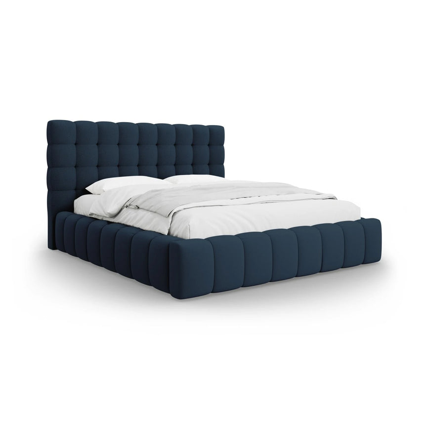 Mamaia Bett mit Stauraum und Kopfteil in Strukturierter Stoff (Nev77) in Blau, 140x200 cm – Bild 1