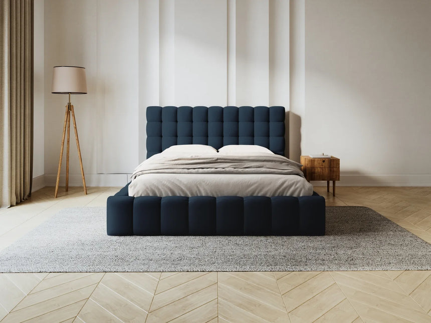 Mamaia Bett mit Stauraum und Kopfteil in Strukturierter Stoff (Nev77) in Blau, 140x200 cm – Bild 2