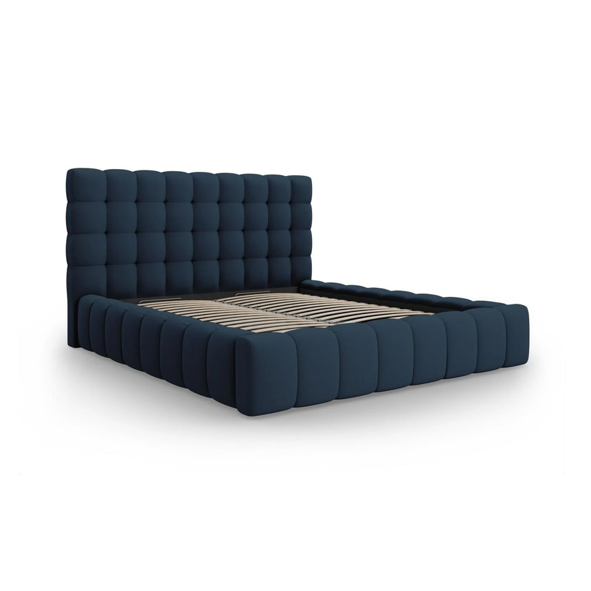 Mamaia Bett mit Stauraum und Kopfteil in Strukturierter Stoff (Nev77) in Blau, 140x200 cm – Bild 4