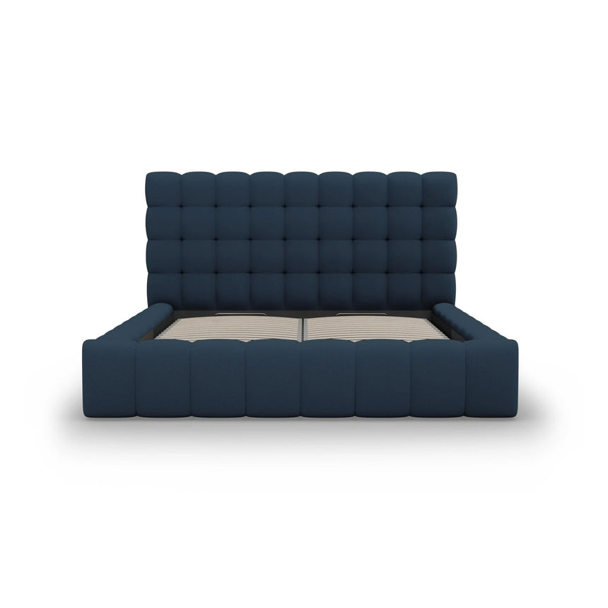 Mamaia Bett mit Stauraum und Kopfteil in Strukturierter Stoff (Nev77) in Blau, 140x200 cm – Bild 5