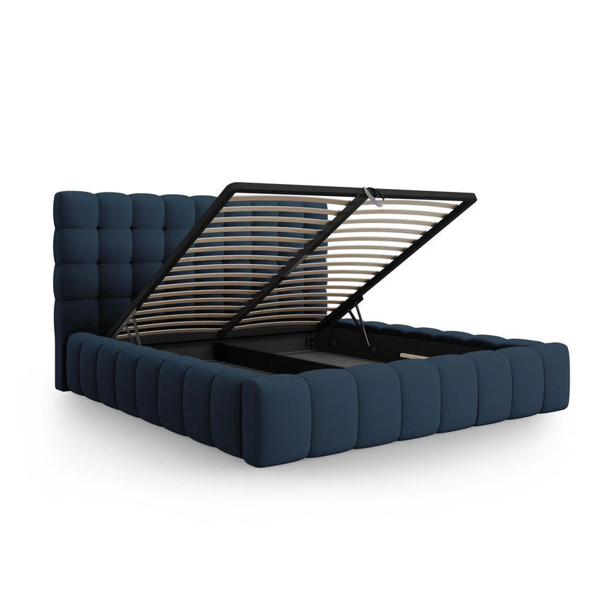 Mamaia Bett mit Stauraum und Kopfteil in Strukturierter Stoff (Nev77) in Blau, 140x200 cm – Bild 6