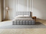 Mamaia Bett mit Stauraum und Kopfteil in Strukturierter Stoff (Nev80) in Hellgrau, 140x200 cm – Bild 2