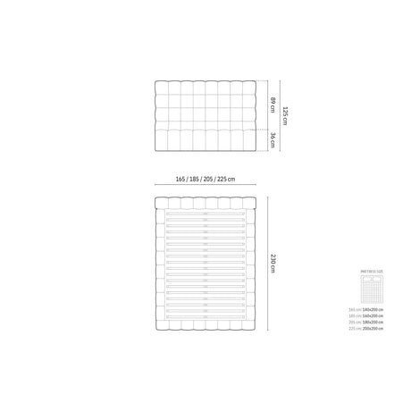 Mamaia Bett mit Stauraum und Kopfteil in Strukturierter Stoff (Nev80) in Hellgrau, 180x200 cm – Bild 3