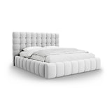 Mamaia Bett mit Stauraum und Kopfteil in Strukturierter Stoff (Nev80) in Hellgrau, 200x200 cm – Bild 1