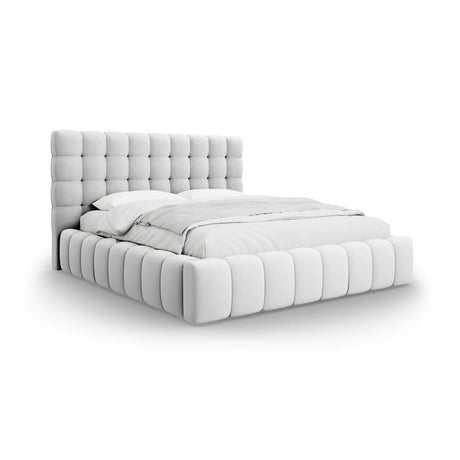 Mamaia Bett mit Stauraum und Kopfteil in Strukturierter Stoff (Nev80) in Hellgrau, 200x200 cm – Bild 1