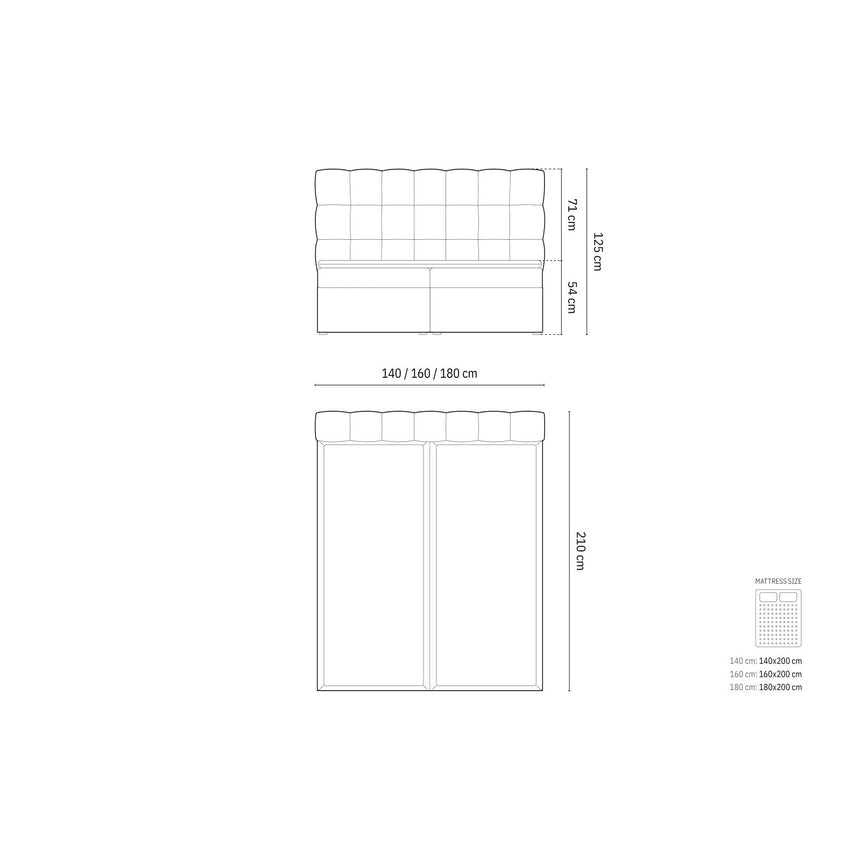 Mamaia Boxspringbett mit Stauraum und Kopfteil in Samt, 160x200 cm – Bild 2