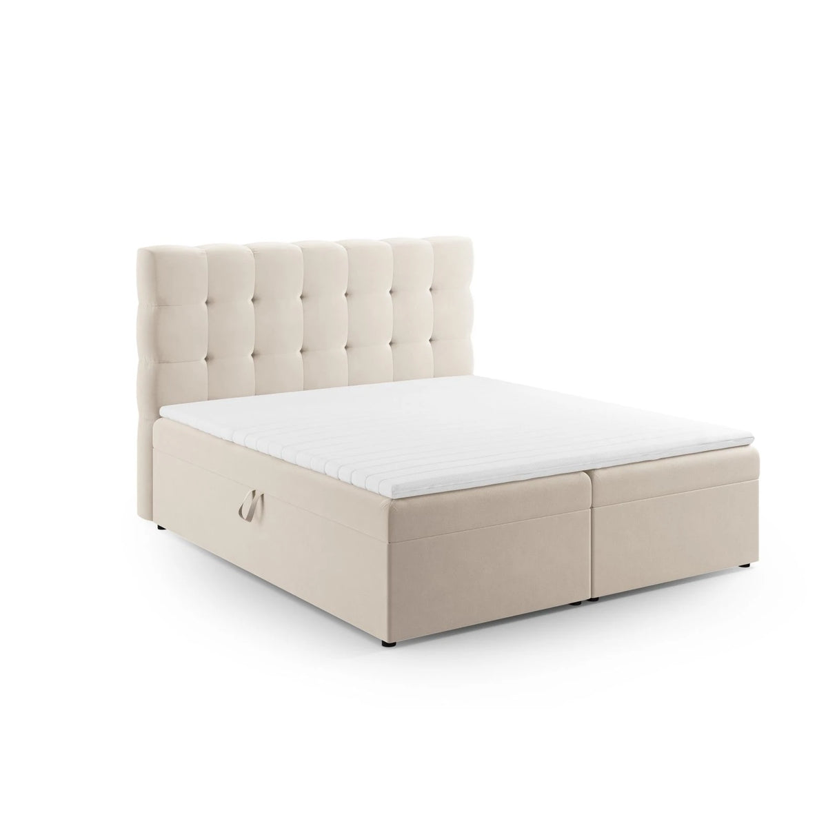 Mamaia Boxspringbett mit Stauraum und Kopfteil in Samt, 180x200 cm – Bild 1