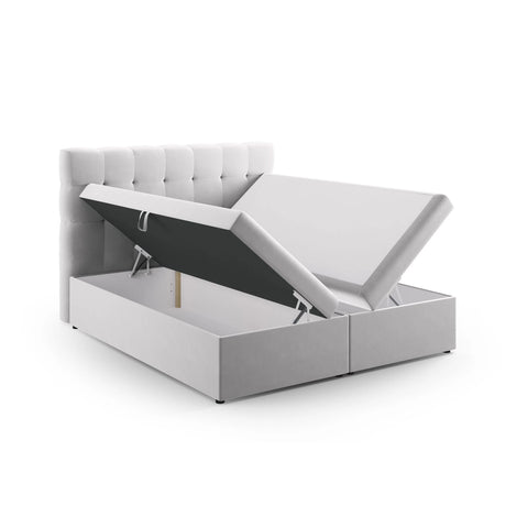 Mamaia Boxspringbett mit Stauraum und Kopfteil in Samt (Blu03) in Silber, 140x200 cm – Bild 4