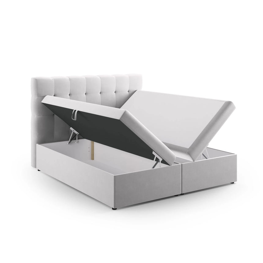 Mamaia Boxspringbett mit Stauraum und Kopfteil in Samt (Blu03) in Silber, 140x200 cm – Bild 4