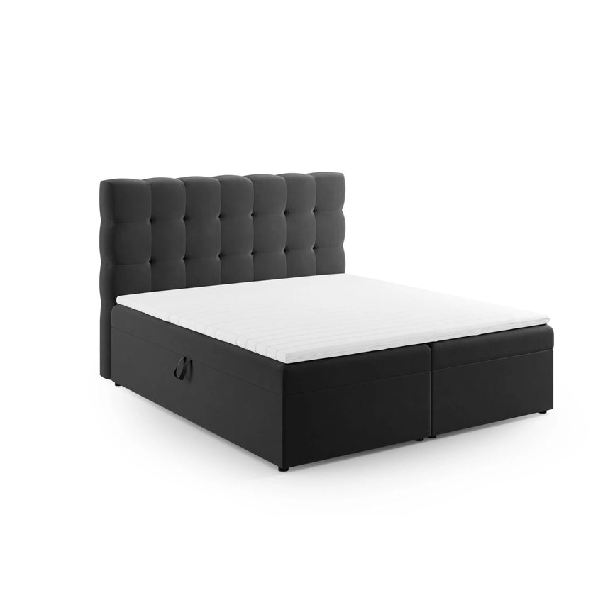 Mamaia Boxspringbett mit Stauraum und Kopfteil in Samt (Blu14) in Grau, 140x200 cm – Bild 1