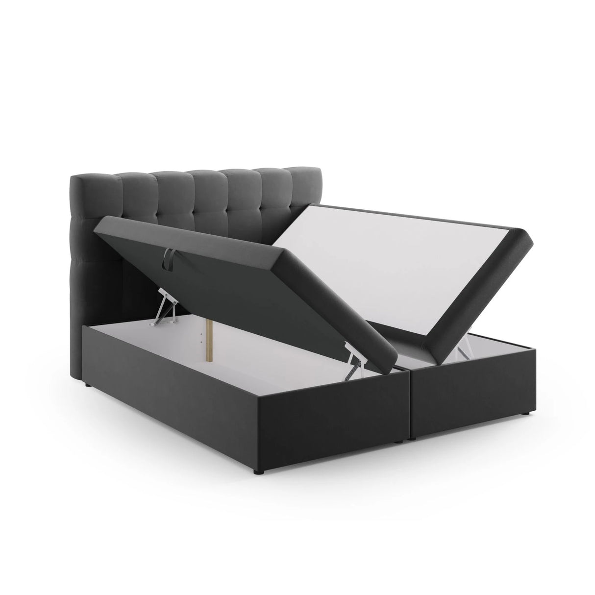 Mamaia Boxspringbett mit Stauraum und Kopfteil in Samt (Blu14) in Grau, 140x200 cm – Bild 4