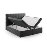 Mamaia Boxspringbett mit Stauraum und Kopfteil in Samt (Blu14) in Grau, 140x200 cm – Bild 4