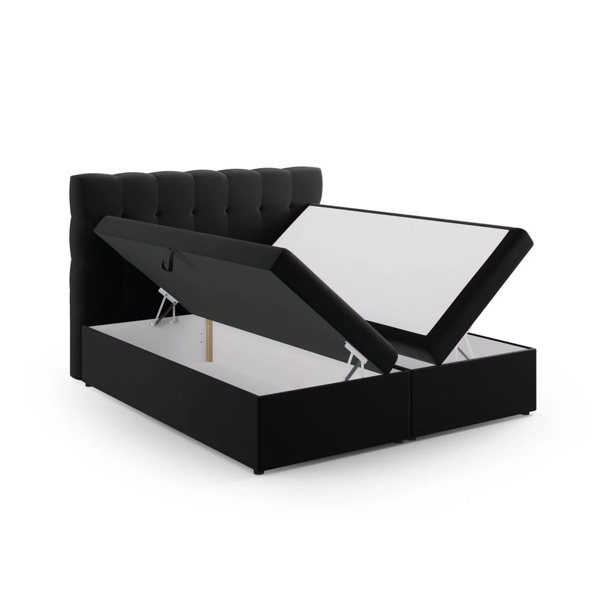 Mamaia Boxspringbett mit Stauraum und Kopfteil in Samt (Blu19) in Schwarz, 140x200 cm – Bild 4