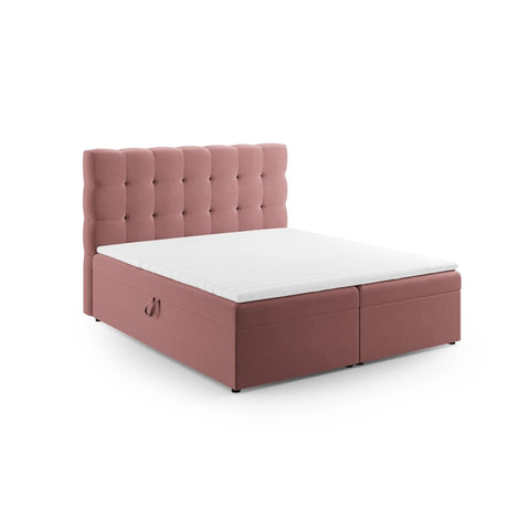 Mamaia Boxspringbett mit Stauraum und Kopfteil in Samt (Blu52) in Rosa, 140x200 cm – Bild 1