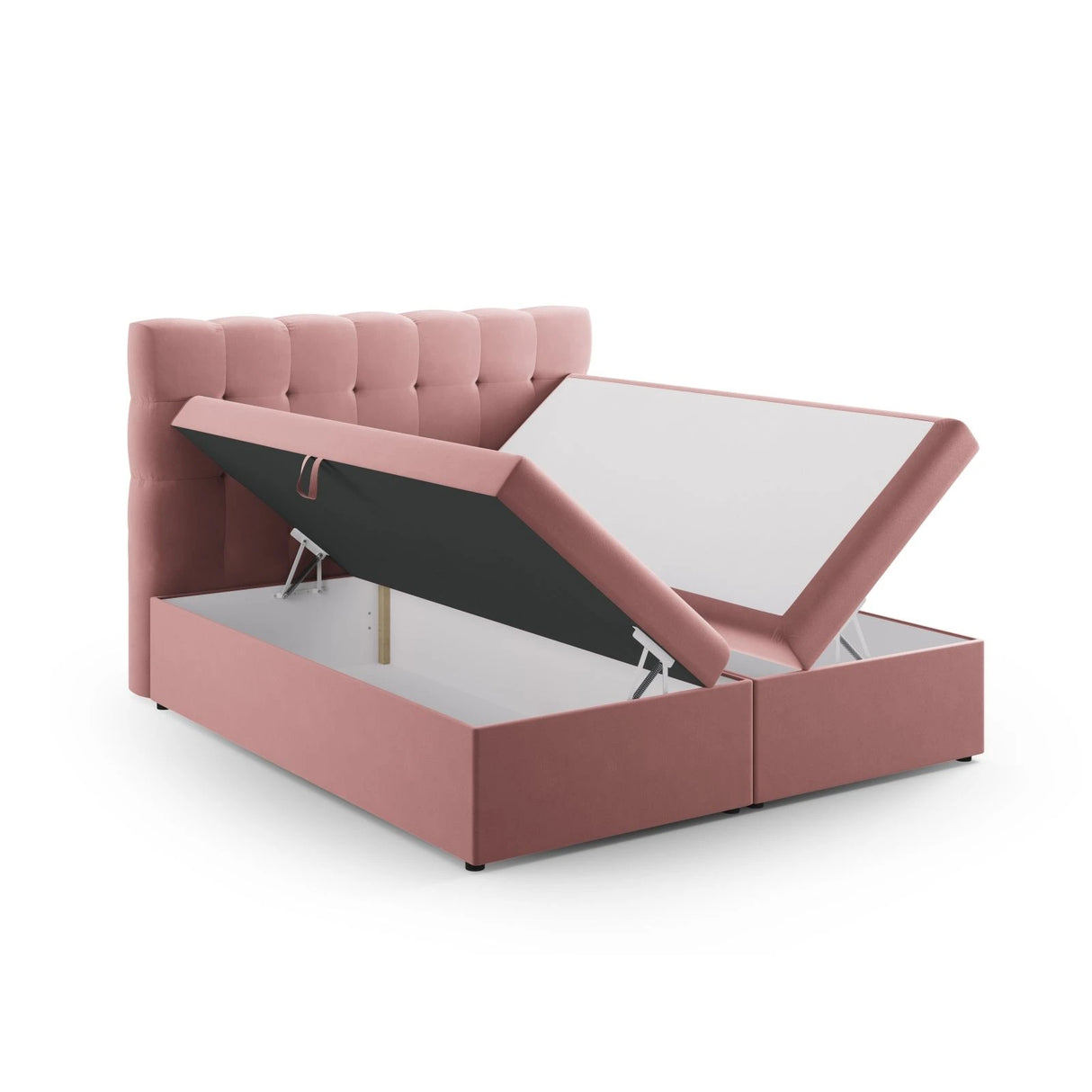 Mamaia Boxspringbett mit Stauraum und Kopfteil in Samt (Blu52) in Rosa, 140x200 cm – Bild 4