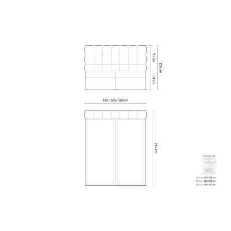 Mamaia Boxspringbett mit Stauraum und Kopfteil in Samt (Blu52) in Rosa, 160x200 cm – Bild 2