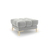 Mamaia Pouf, Beine Goldmetall, mit Bezug aus Samt (Blu03) in Silber, 60x60 cm – Bild 1