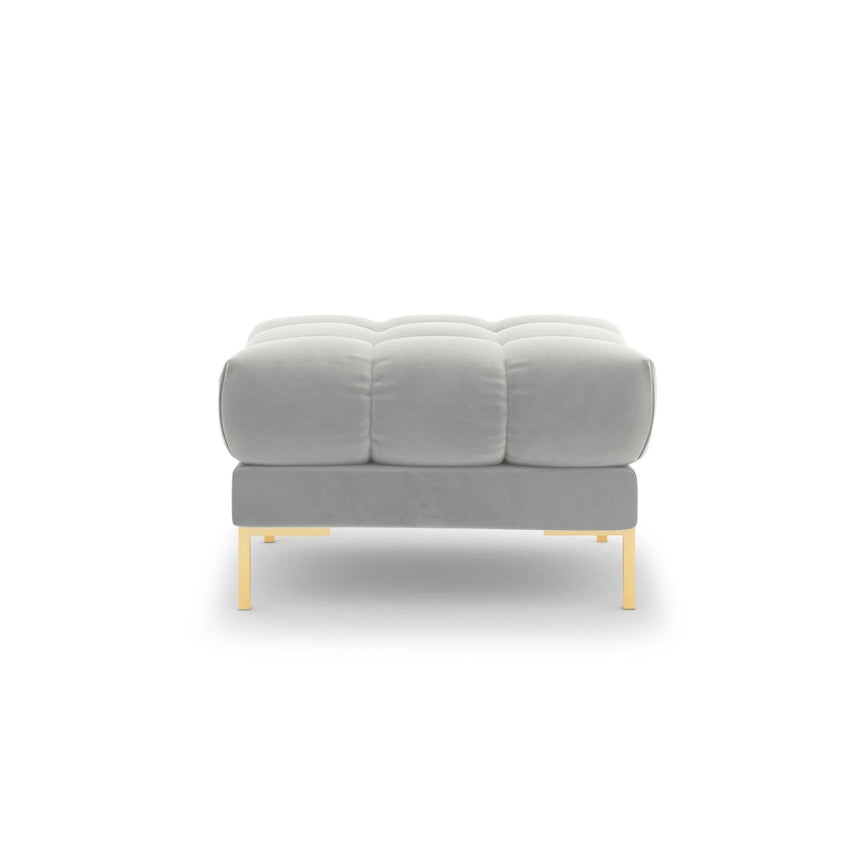 Mamaia Pouf, Beine Goldmetall, mit Bezug aus Samt (Blu03) in Silber, 60x60 cm – Bild 4