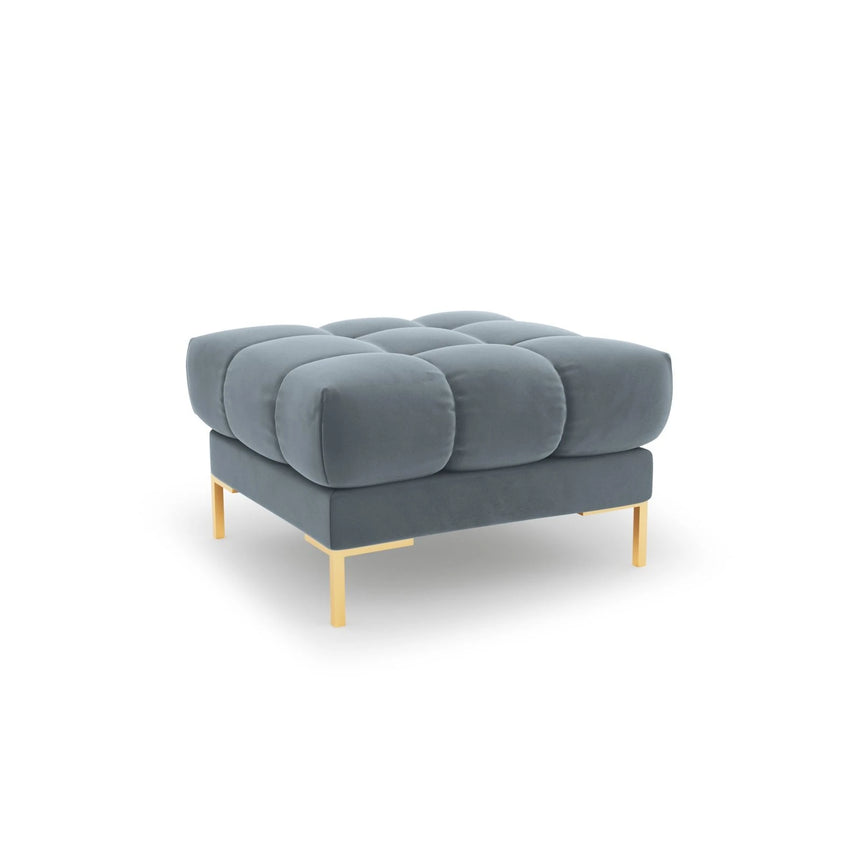 Mamaia Pouf, Beine Goldmetall, mit Bezug aus Samt (Blu06) in Hellblau, 60x60 cm – Bild 1