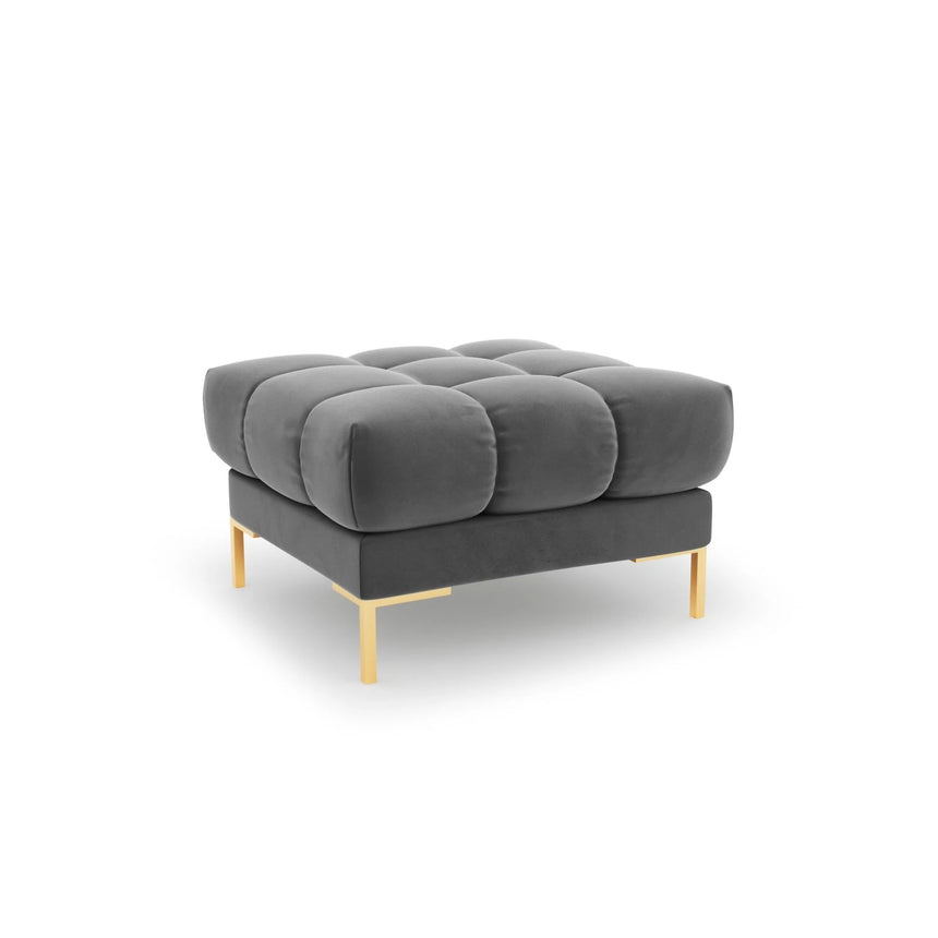 Mamaia Pouf, Beine Goldmetall, mit Bezug aus Samt (Blu13) in Hellgrau, 60x60 cm – Bild 1