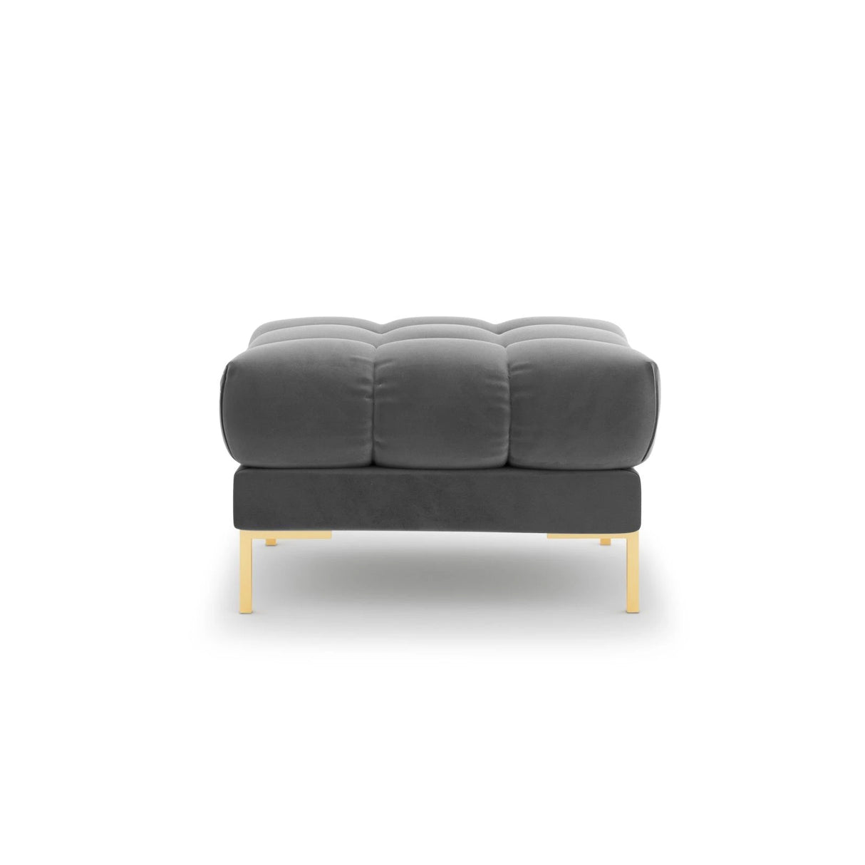 Mamaia Pouf, Beine Goldmetall, mit Bezug aus Samt (Blu13) in Hellgrau, 60x60 cm – Bild 4