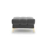 Mamaia Pouf, Beine Goldmetall, mit Bezug aus Samt (Blu13) in Hellgrau, 60x60 cm – Bild 4