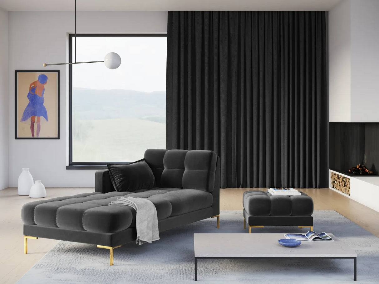 Mamaia Pouf, Beine Goldmetall, mit Bezug aus Samt (Blu18) in Dunkelgrau, 60x60 cm – Bild 2