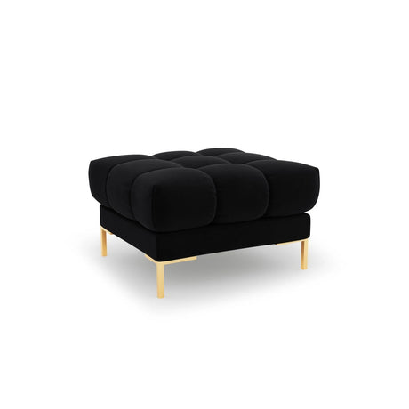 Mamaia Pouf, Beine Goldmetall, mit Bezug aus Samt (Blu19) in Schwarz, 60x60 cm – Bild 1