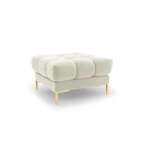 Mamaia Pouf, Beine Goldmetall, mit Bezug aus Samt (Blu22) in Leichtes Beige, 60x60 cm – Bild 1