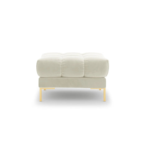 Mamaia Pouf, Beine Goldmetall, mit Bezug aus Samt (Blu22) in Leichtes Beige, 60x60 cm – Bild 4