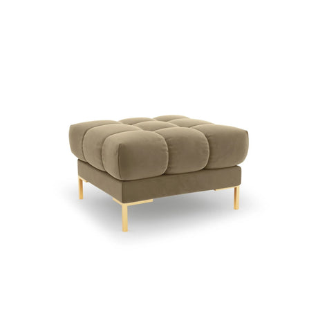 Mamaia Pouf, Beine Goldmetall, mit Bezug aus Samt (Blu28) in Beige, 60x60 cm – Bild 1