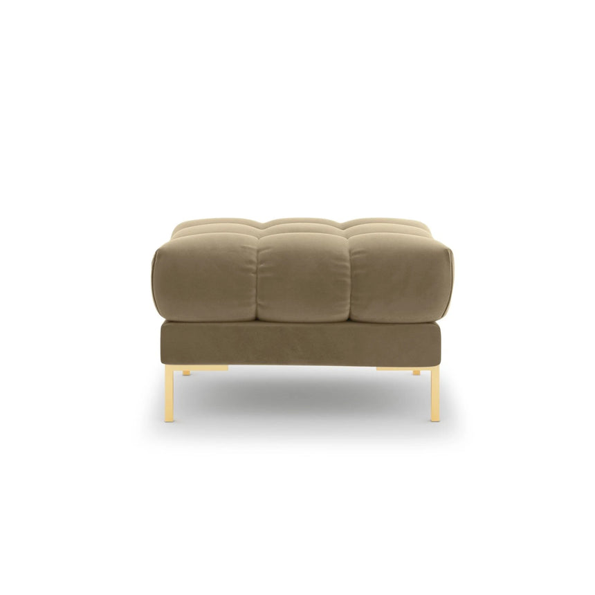 Mamaia Pouf, Beine Goldmetall, mit Bezug aus Samt (Blu28) in Beige, 60x60 cm – Bild 4