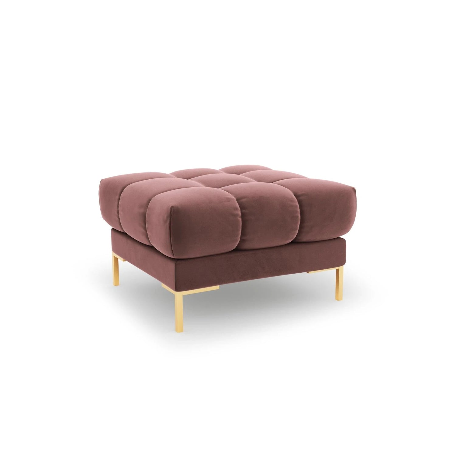Mamaia Pouf, Beine Goldmetall, mit Bezug aus Samt (Blu52) in Rosa, 60x60 cm – Bild 1