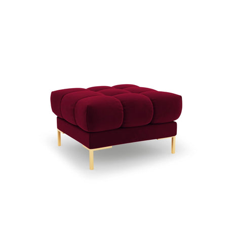 Mamaia Pouf, Beine Goldmetall, mit Bezug aus Samt (Blu59) in Rot, 60x60 cm – Bild 1