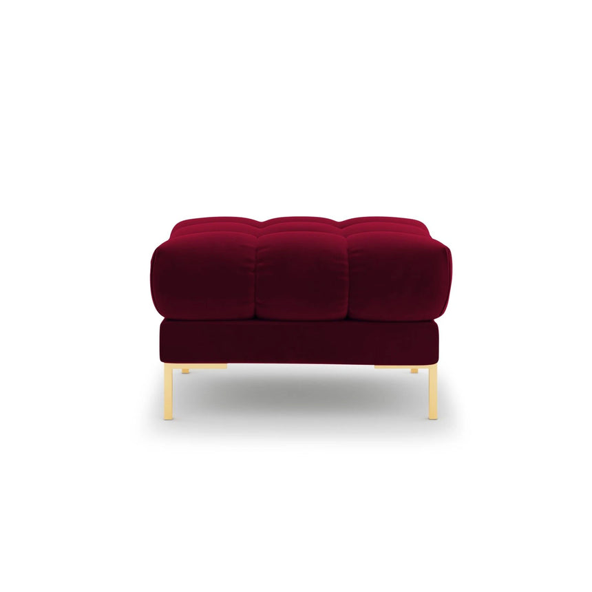 Mamaia Pouf, Beine Goldmetall, mit Bezug aus Samt (Blu59) in Rot, 60x60 cm – Bild 4