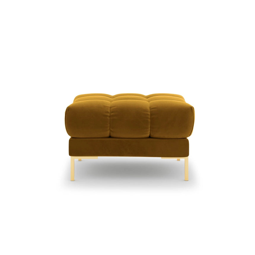 Mamaia Pouf, Beine Goldmetall, mit Bezug aus Samt (Blu68) in Gelb, 60x60 cm – Bild 4