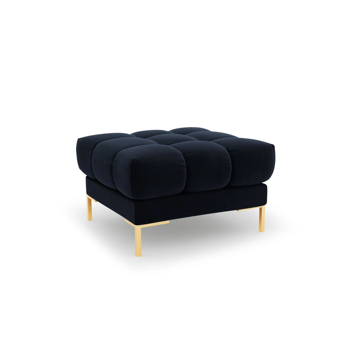 Mamaia Pouf, Beine Goldmetall, mit Bezug aus Samt (Blu89) in Dunkelblau, 60x60 cm – Bild 1