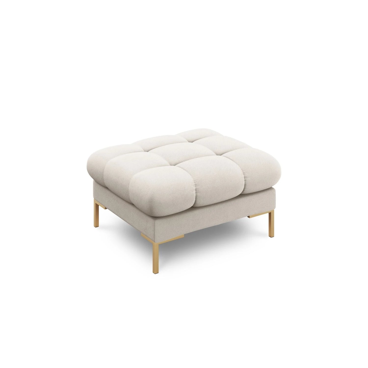 Mamaia Pouf, Beine Goldmetall, mit Bezug aus Strukturierter Stoff (Nev04) in Beige, 60x60 cm – Bild 1