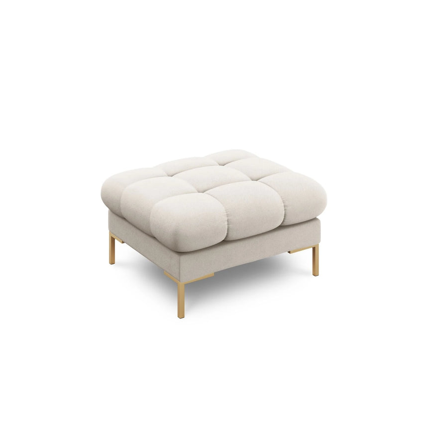 Mamaia Pouf, Beine Goldmetall, mit Bezug aus Strukturierter Stoff (Nev04) in Beige, 60x60 cm – Bild 1