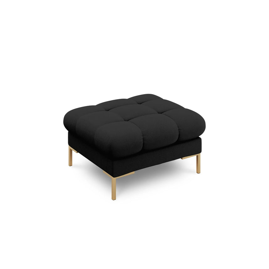 Mamaia Pouf, Beine Goldmetall, mit Bezug aus Strukturierter Stoff (Nev100) in Schwarz, 60x60 cm – Bild 1