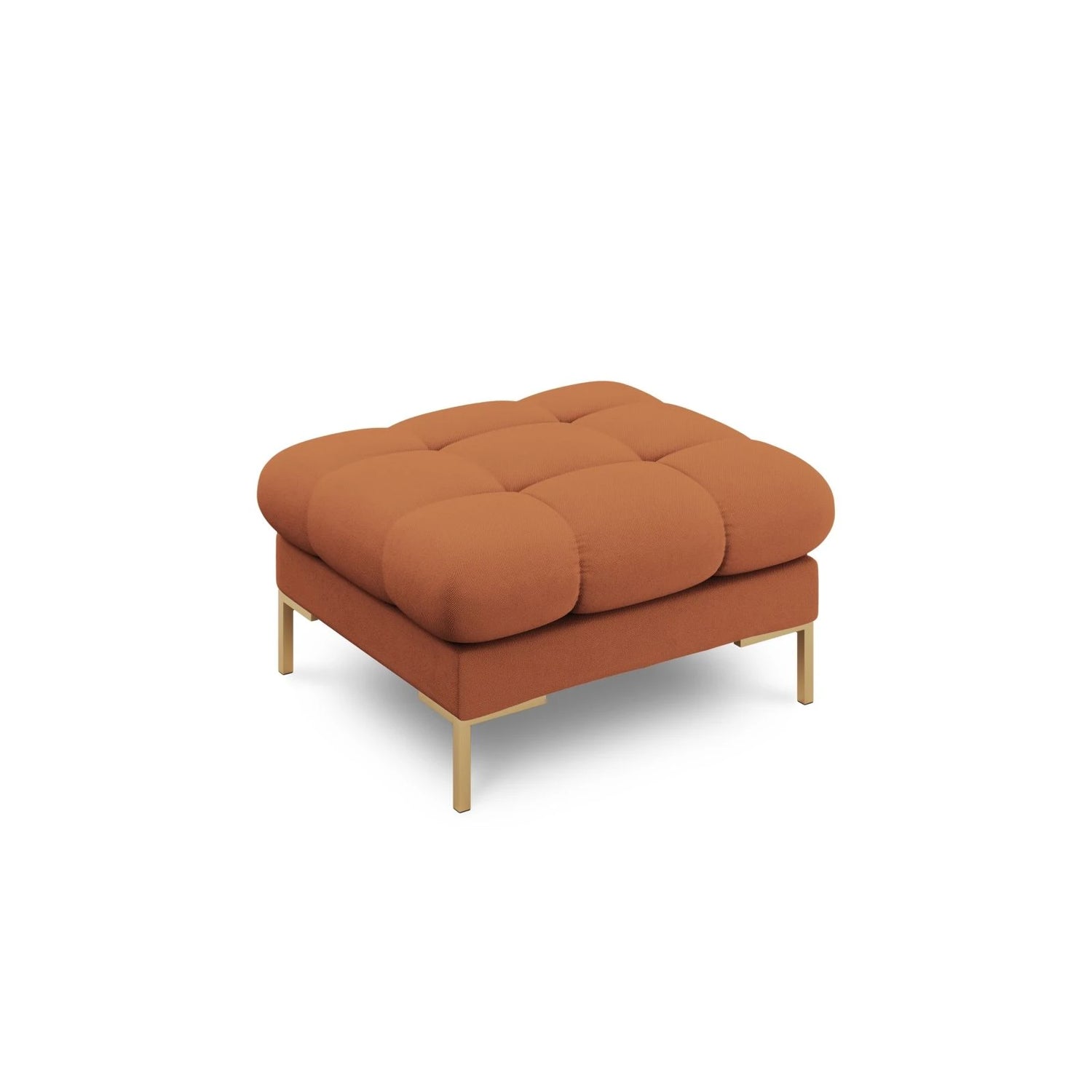 Mamaia Pouf, Beine Goldmetall, mit Bezug aus Strukturierter Stoff (Nev52) in Ziegel, 60x60 cm – Bild 1