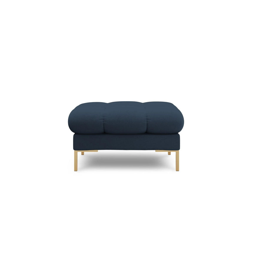 Mamaia Pouf, Beine Goldmetall, mit Bezug aus Strukturierter Stoff (Nev77) in Blau, 60x60 cm – Bild 3